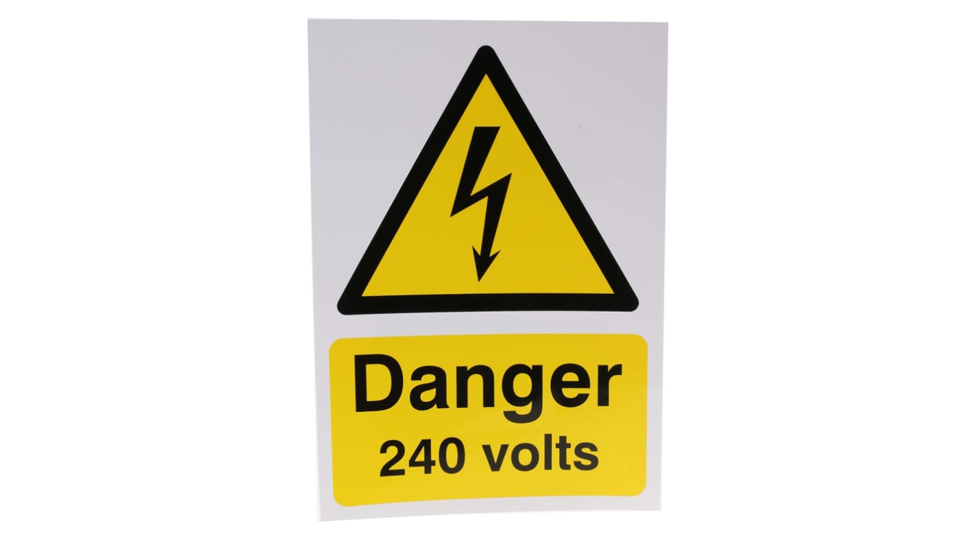 Cartello Pericolo elettrico "Danger 240 Volts", in Inglese