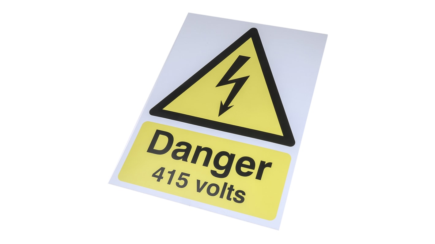 Cartello Pericolo elettrico "Danger 415 Volts", in Inglese