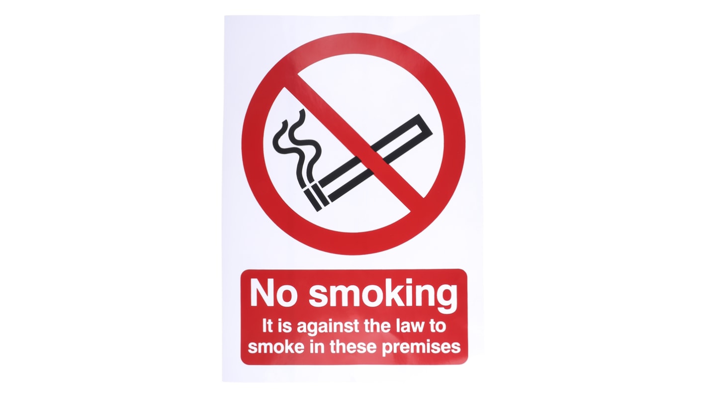 Znak zakazu Winyl Czarny/czerwony/biały Zakaz palenia, No Smoking It Is Against The Law To Smoke In These Premises,