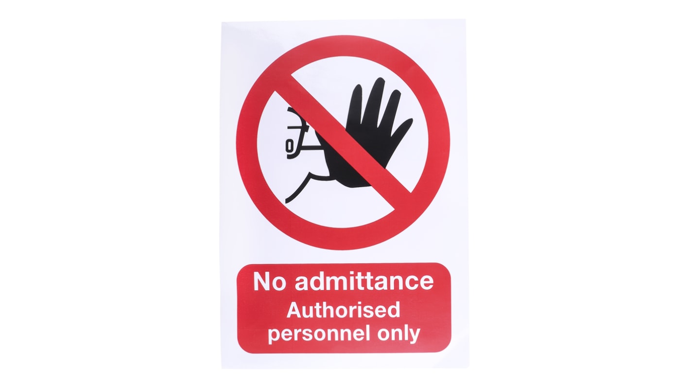 RS PRO Verbotszeichen, Englisch, Kein unbefugter Zugriff, No Admittance Authorised Personnel Only, selbstklebend,