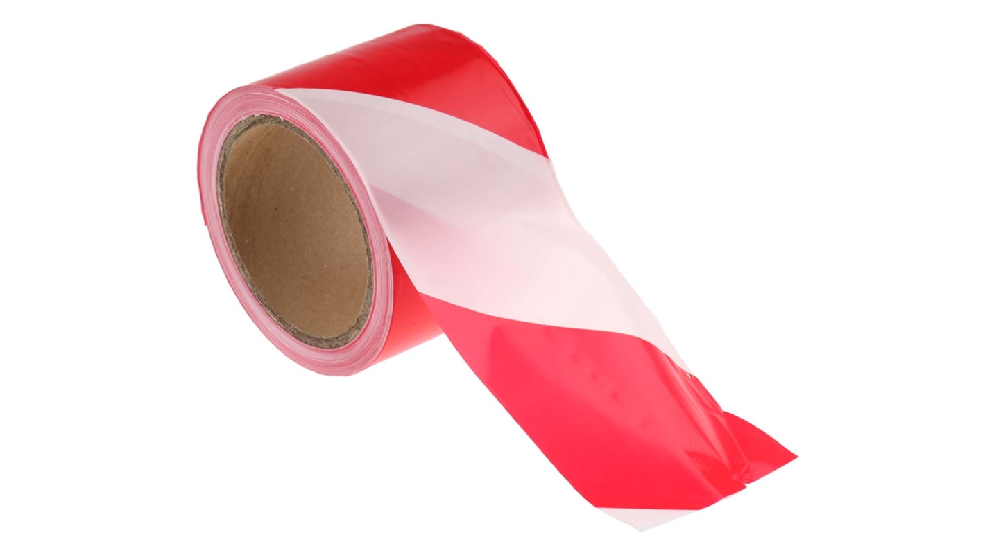 RS PRO Red/White PE 100m Barrier Tape