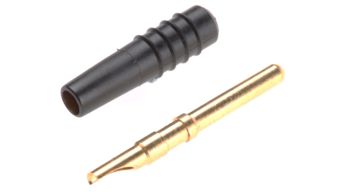 Staubli Black Male Test Plug, 2mm Connector, Solder Termination, 10A, 30 V, 60V dc, Gold Plating