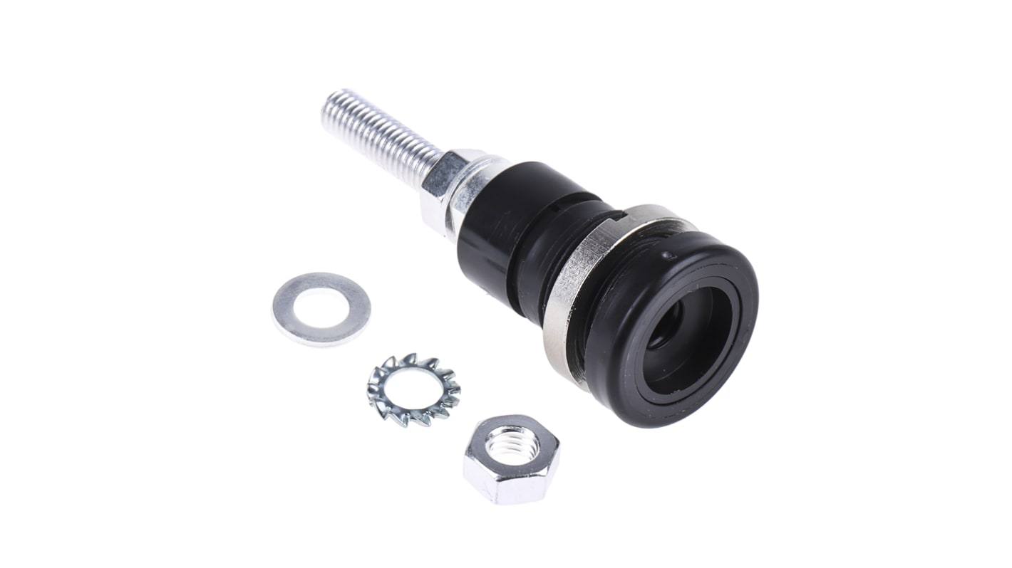 Staubli Black Female Test Socket, 6 mm Connector, Screw Termination, 100A, 600V, Silver Plating