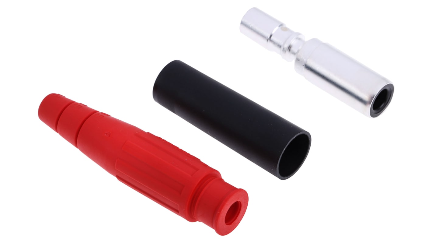 Conector banana hembra Hembra, 100A, 600V, Contacto  Plata, Rojo