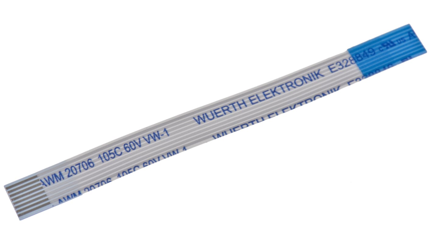 Cable plano FFC Wurth Elektronik 6877 de 8 conductores, paso 0.5mm, long. 50mm, anch. 4,5 mm