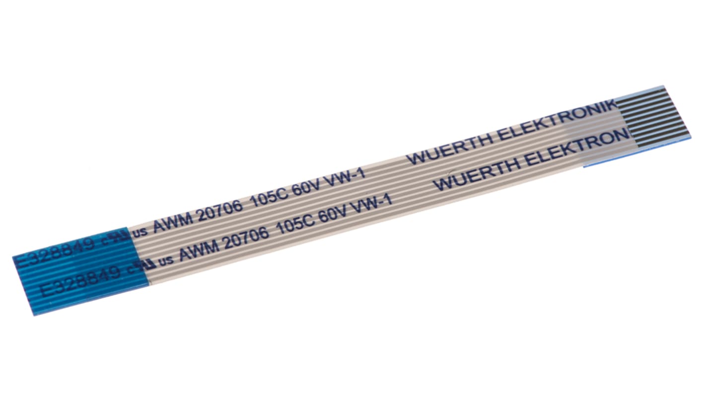 Cable plano FFC Wurth Elektronik 6877 de 10 conductores, paso 0.5mm, long. 50mm, anch. 5,5 mm