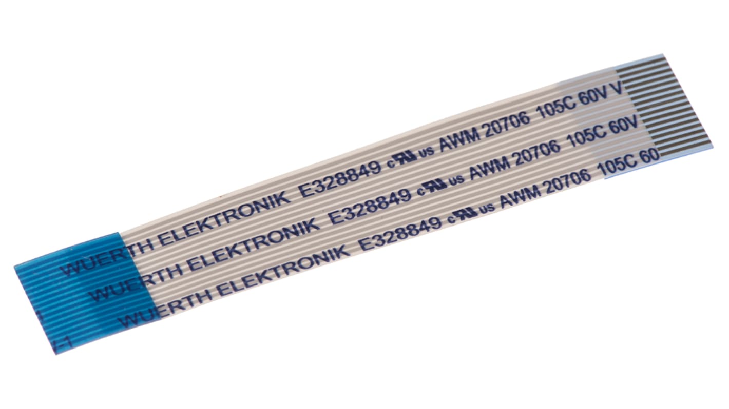 Cable plano FFC Wurth Elektronik 6877 de 8 conductores, paso 0.5mm, long. 200mm, anch. 4,5 mm