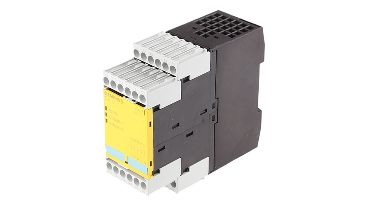 Siemens Single/Dual-Channel Two Hand Control Safety Relay, 115V ac, 3 Safety Contacts