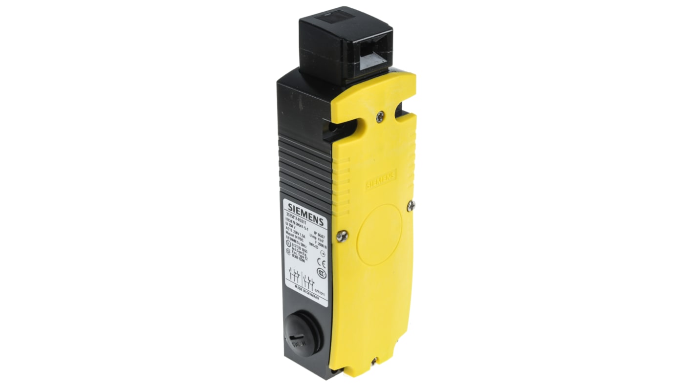 Interruptor de bloqueo por solenoide Siemens SIRIUS 3SE5, 24V dc, cont. aux. 1NA, Alimentar para bloquear, IP66, IP67