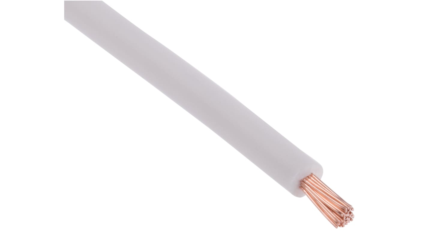 RS PRO Einzeladerleitung 1 mm², 17 AWG 100m Weiß Halogenfrei isoliert Ø 2.52mm 32/0.2 mm Litzen 2491B