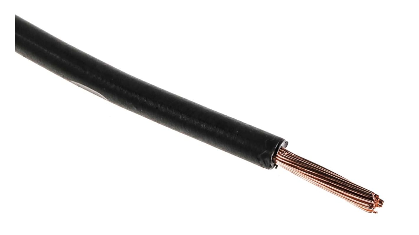 RS PRO Einzeladerleitung 1,5 mm², 15 AWG 100m Schwarz Halogenfrei isoliert Ø 3mm 30 / 0,25 mm Litzen 2491B