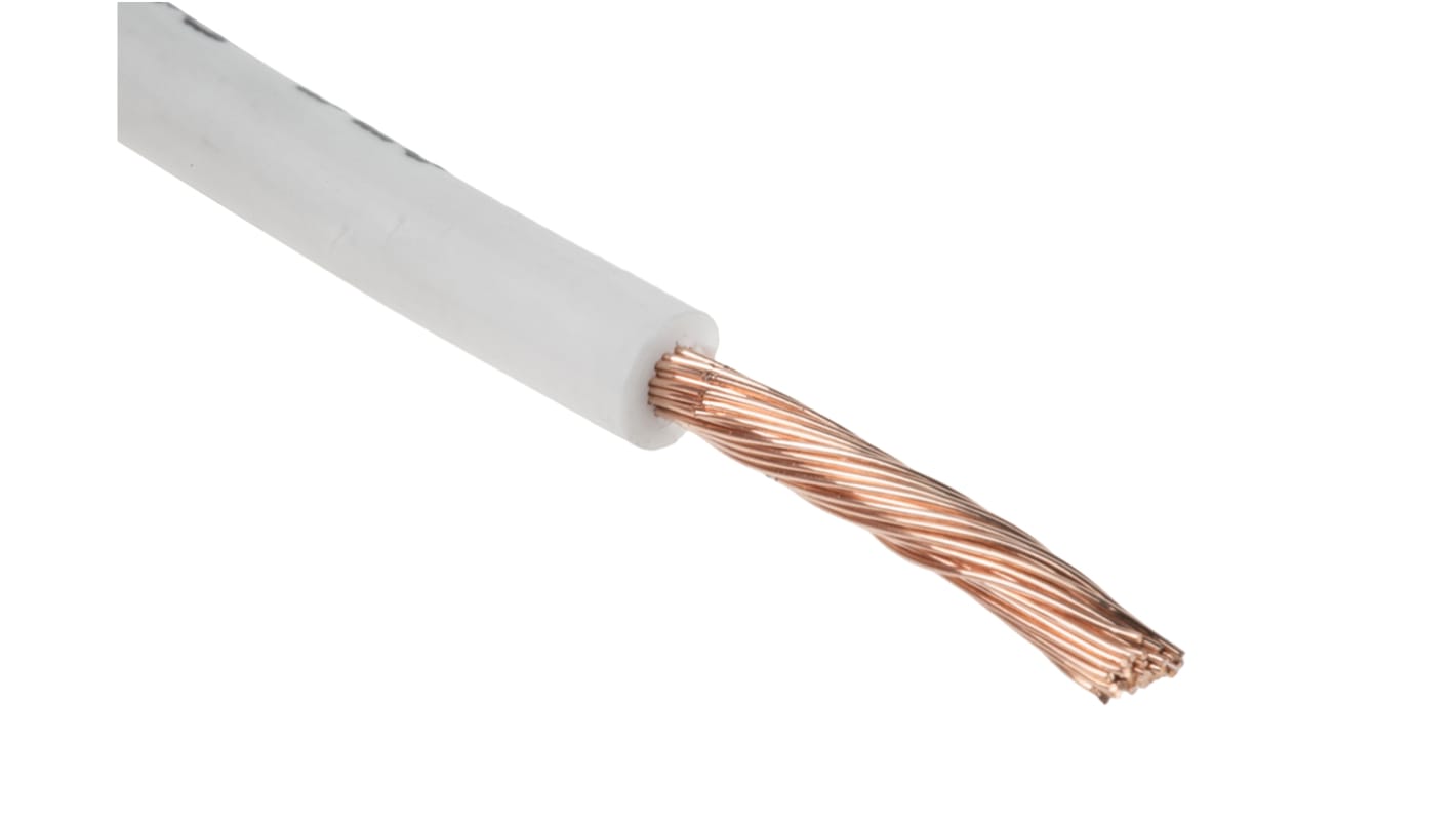 Cable de conexión RS PRO, área transversal 2,5 mm² Filamentos del Núcleo 50/0,25 mm Blanco, 750 V, long. 100m, 13 AWG