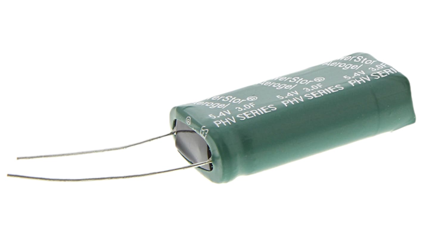 Supercondensador Eaton, 3F, -10 → +30%, 5.4V dc, Montaje en orificio pasante, 80mΩ