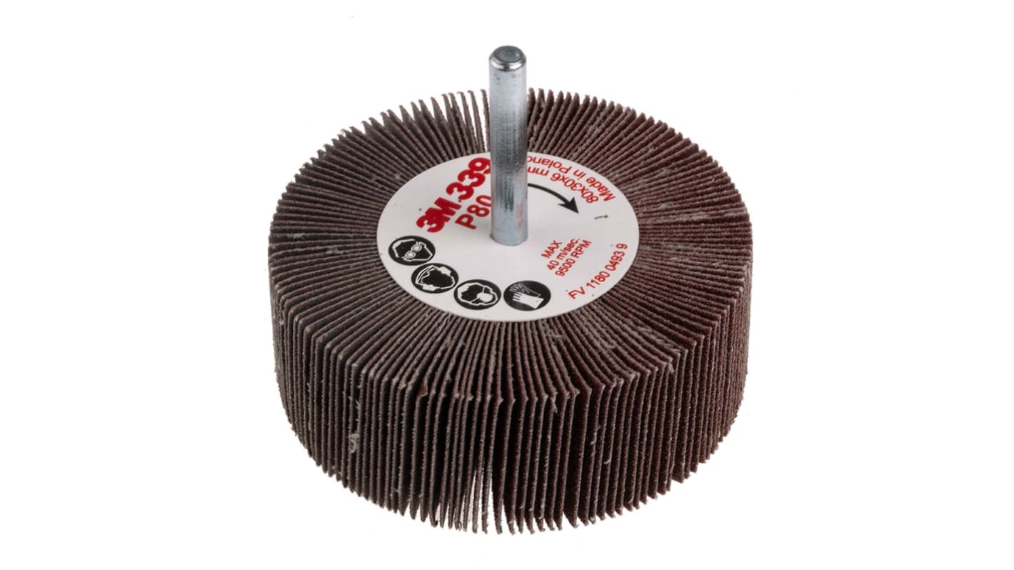 3M Aluminium Oxide Flap Wheel, 80mm Diameter, P80 Grit