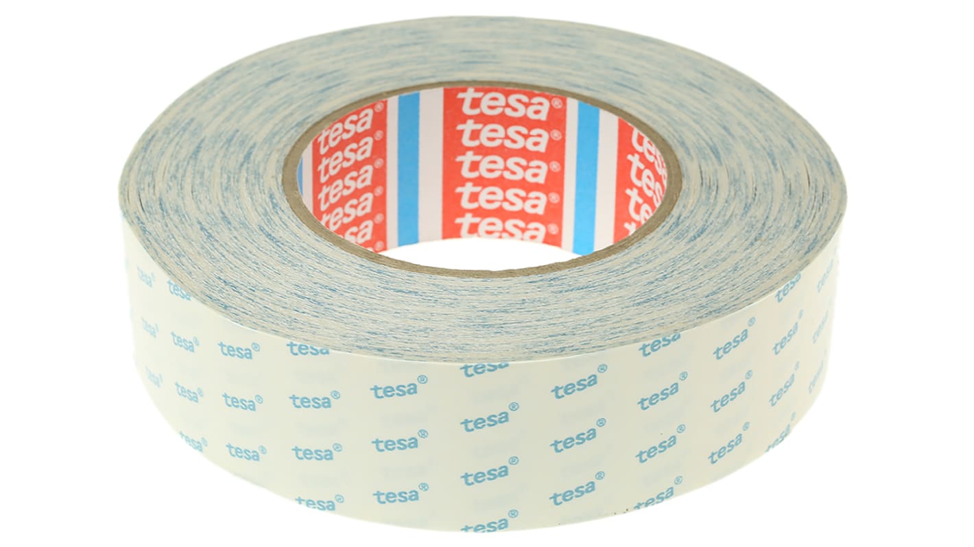 Tesa 4943 White Double Sided Cloth Tape, 0.1mm Thick, 7.7 N/cm, Non-Woven Backing, 38mm x 50m