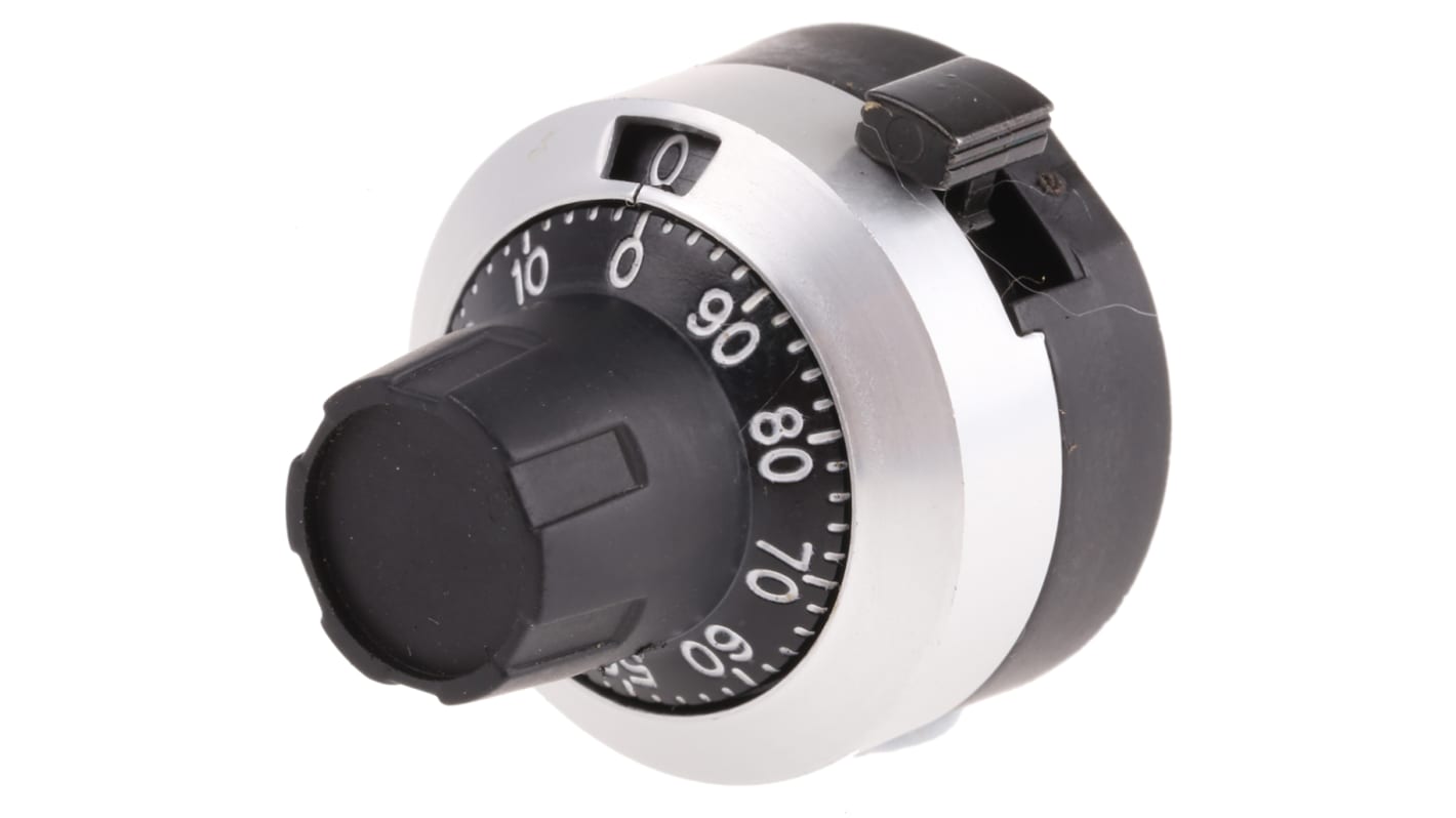 Bourns 22.8mm Black, Chrome Potentiometer Knob for 3.2mm Shaft Splined