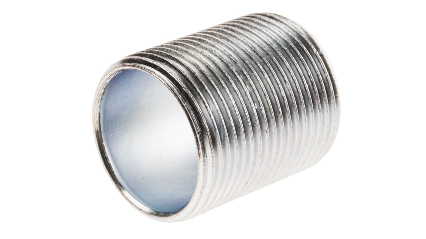 RS PRO Nipple, Conduit Fitting, 25mm Nominal Size, Steel, Silver