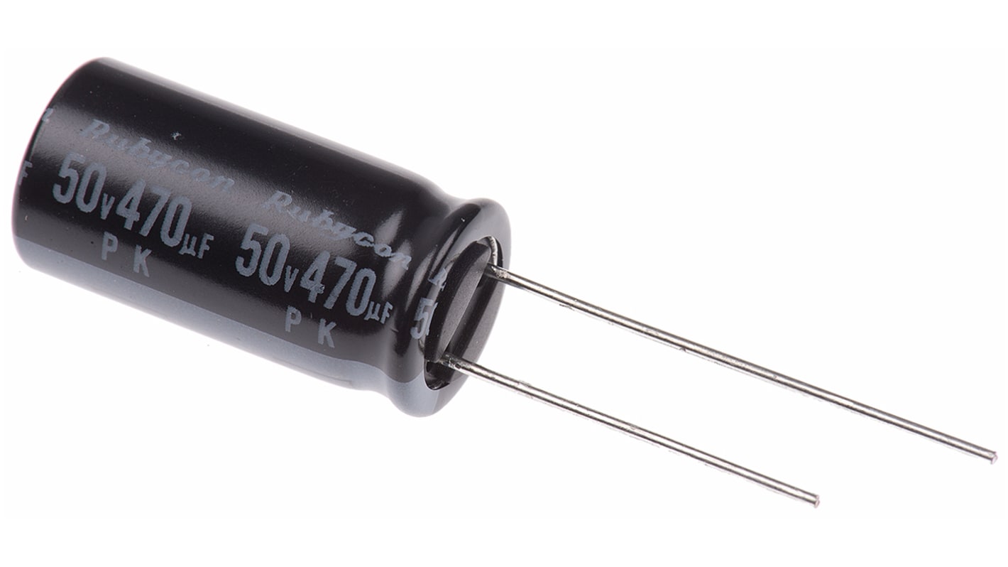 Rubycon PK, THT Aluminium-Elektrolyt Kondensator 470μF ±20% / 50V dc, Ø 10mm x 20mm, +85°C