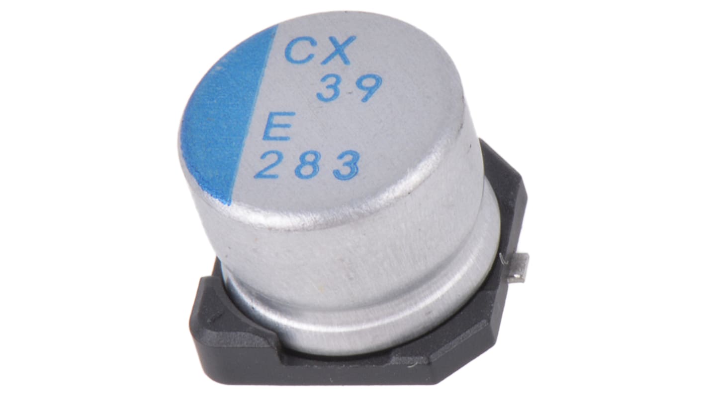 Nichicon CX, SMD Polymerkondensator 39μF ±20% / 25V dc, Ø 8mm, -55°C → +125°C