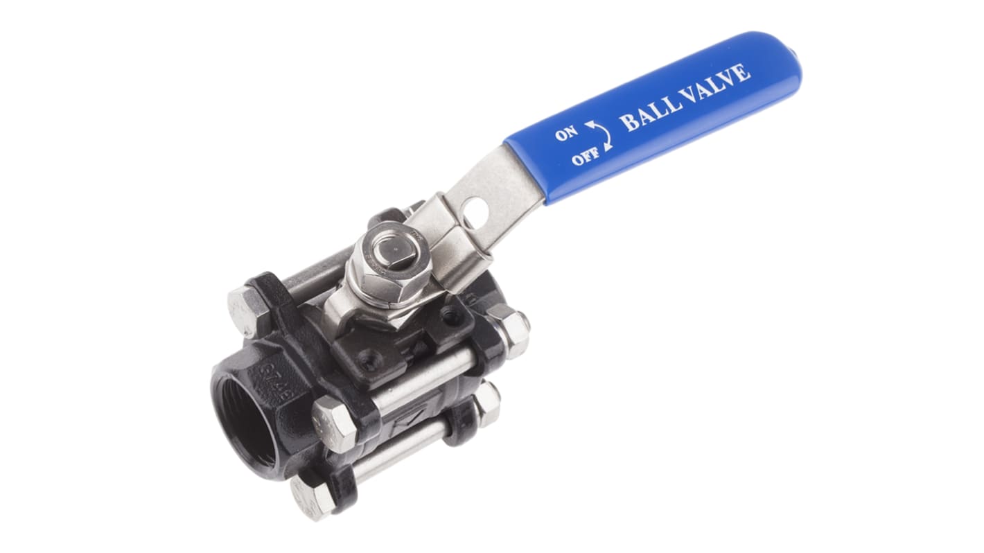 RS PRO Carbon Steel Full Bore, 2 Way, Ball Valve, BSPP 3/4in