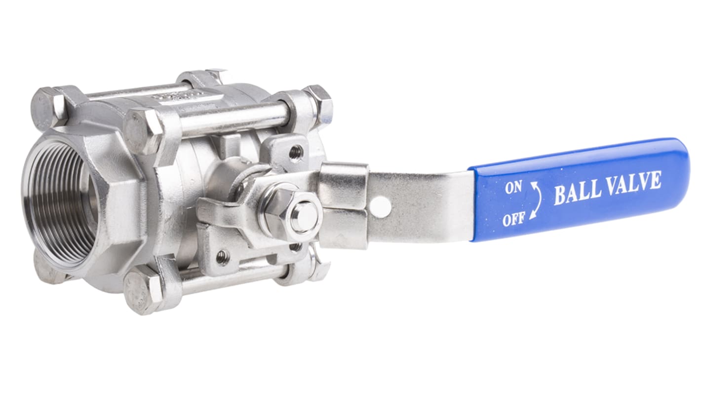 RS PRO Stainless Steel Full Bore, 2 Way, Ball Valve, NPT 38.1mm