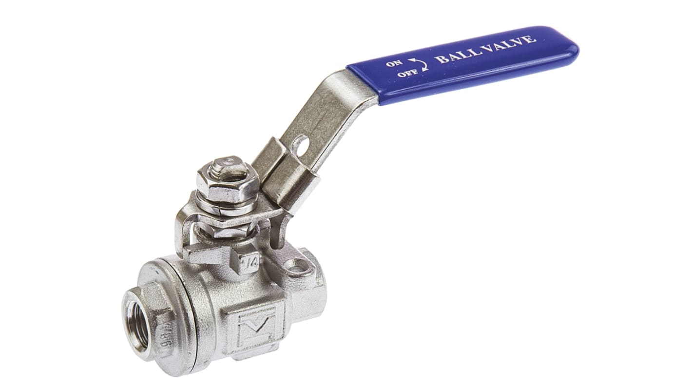 RS PRO Stainless Steel Full Bore, 2 Way, Ball Valve, BSPP 1/4in