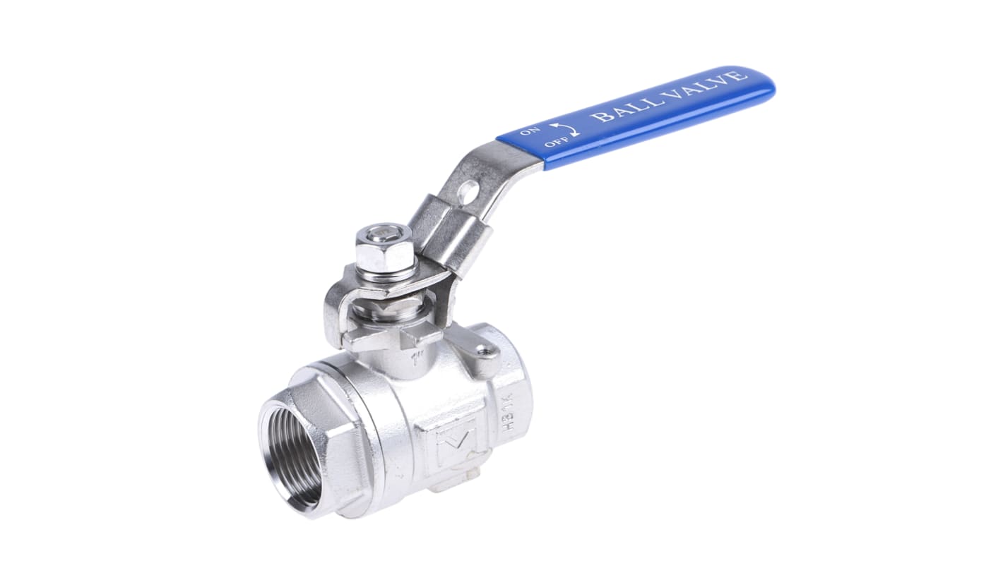 RS PRO Stainless Steel Full Bore, 2 Way, Ball Valve, BSPP 1in