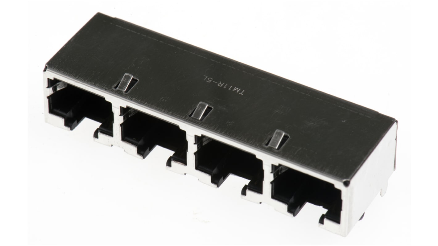 Conector RJ45 Cat3 Hembra Hirose serie TM11R, de 8P8C x 4 puertos vías, apantallamiento UTP