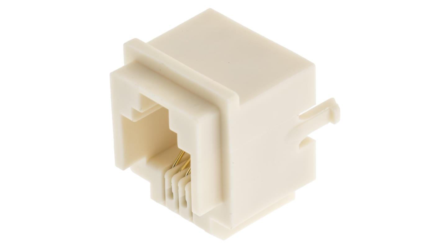 Conector RJ11 Cat3 Hembra Hirose serie TM3RA, de 6P6C vías, apantallamiento UTP