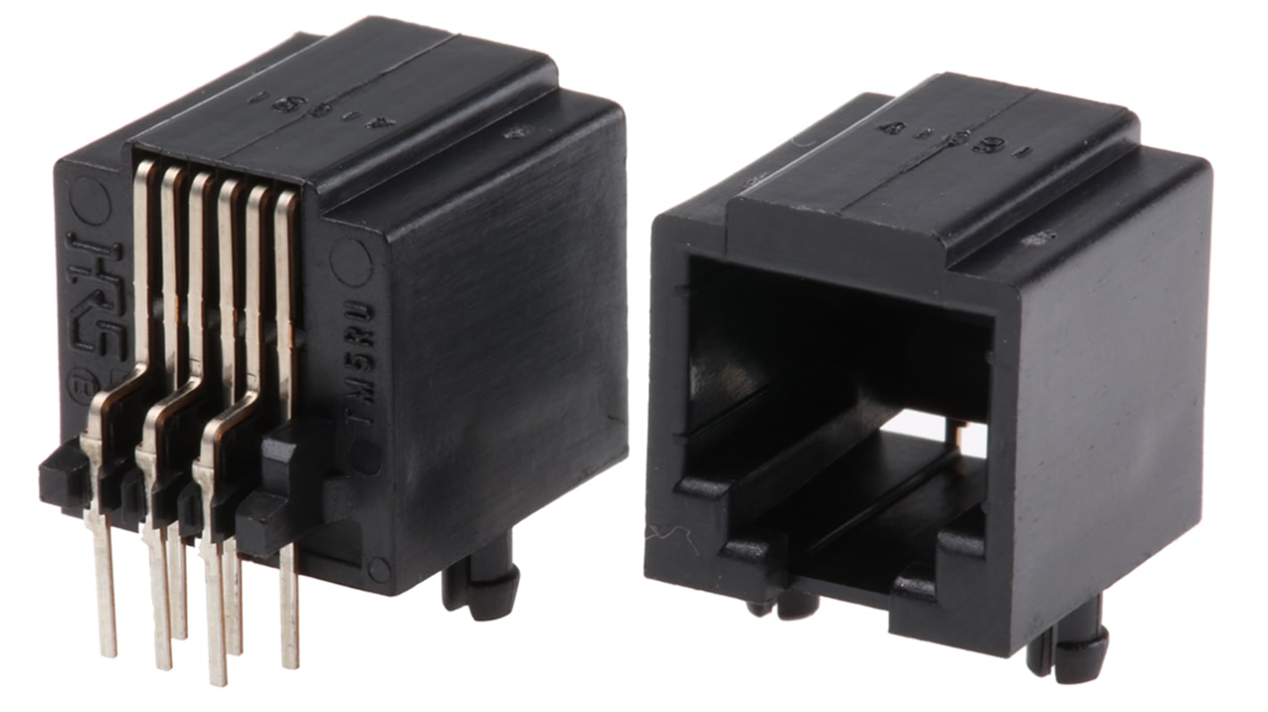 Conector RJ11 Hembra Hirose serie TM, de 6P6C vías, apantallamiento UTP