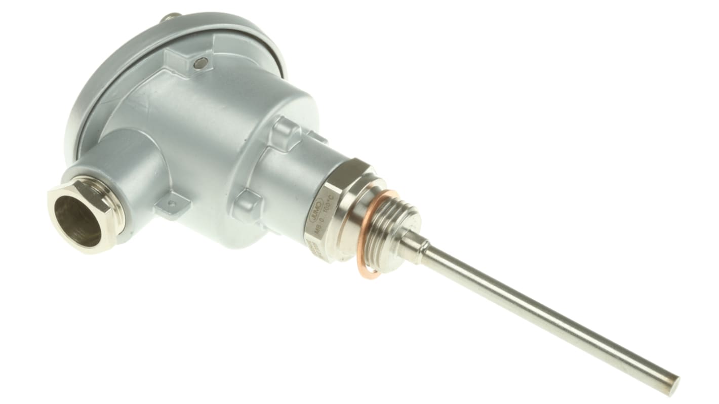 Jumo PT100 Temperature Sensor, 6mm Dia, 100mm Long, +400°C Max