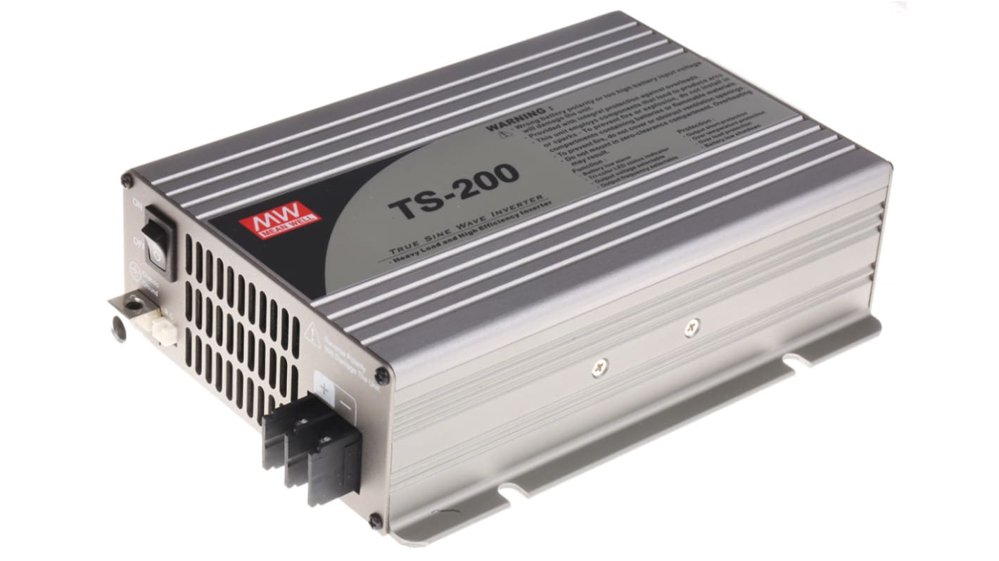 TS200224B MEAN WELL Pure Sine Wave 200W Power Inverter, 21 → 30V dc Input, 230V ac Output RS