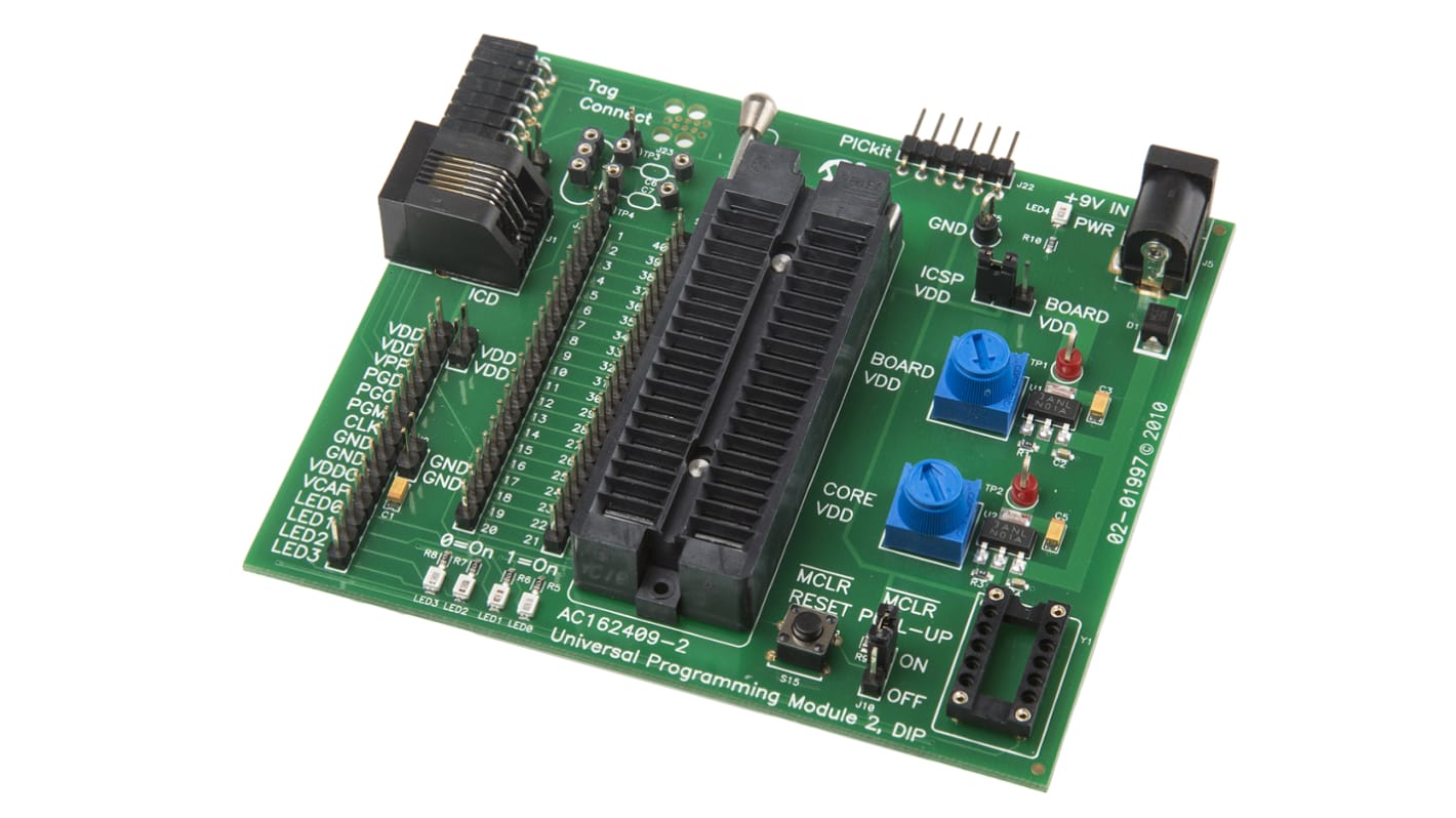 Programovací adaptér čipů AC162049-2 Univerzální programovací modul 2, pro použití s: In-Circuit debugger MPLAB REAL