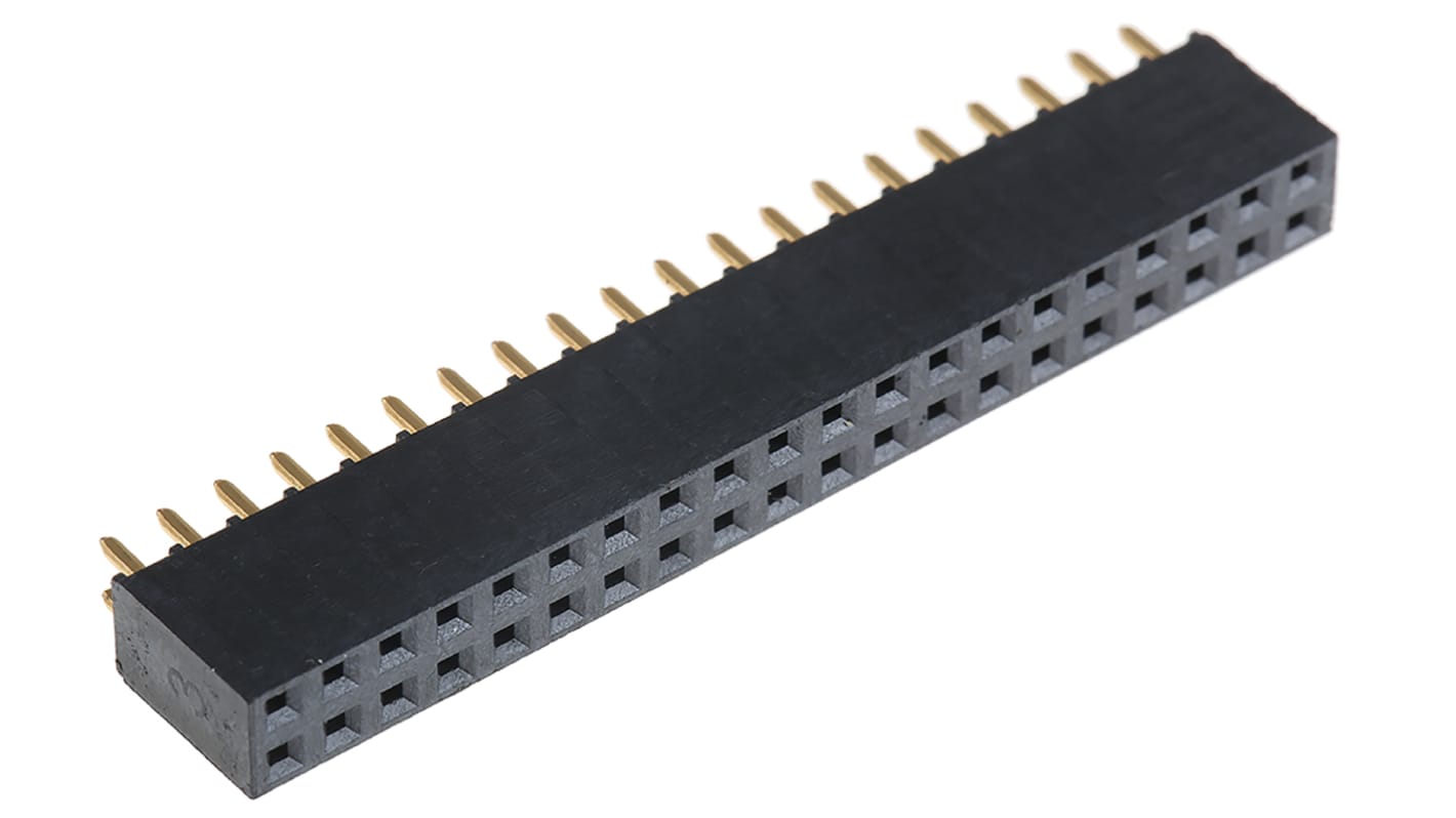 Samtec SSQ Series Straight Through Hole Mount PCB Socket, 40-Contact, 2-Row, 2.54mm Pitch, Solder Termination