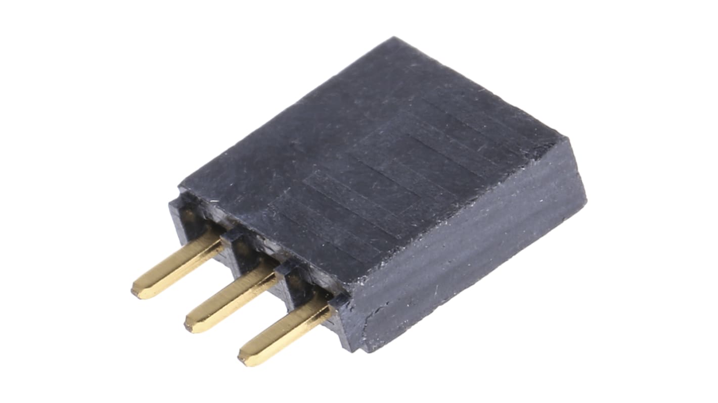 Conector hembra para PCB Samtec serie SSW, de 3 vías en 1 fila, paso 2.54mm, 550 V, 6.9A, Montaje en orificio pasante,