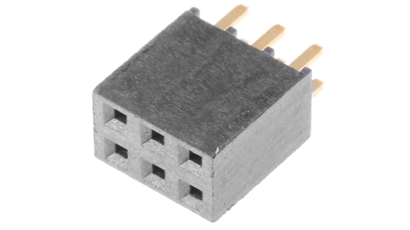 Samtec SSW Series Straight Through Hole Mount PCB Socket, 6-Contact, 2-Row, 2.54mm Pitch, Solder Termination