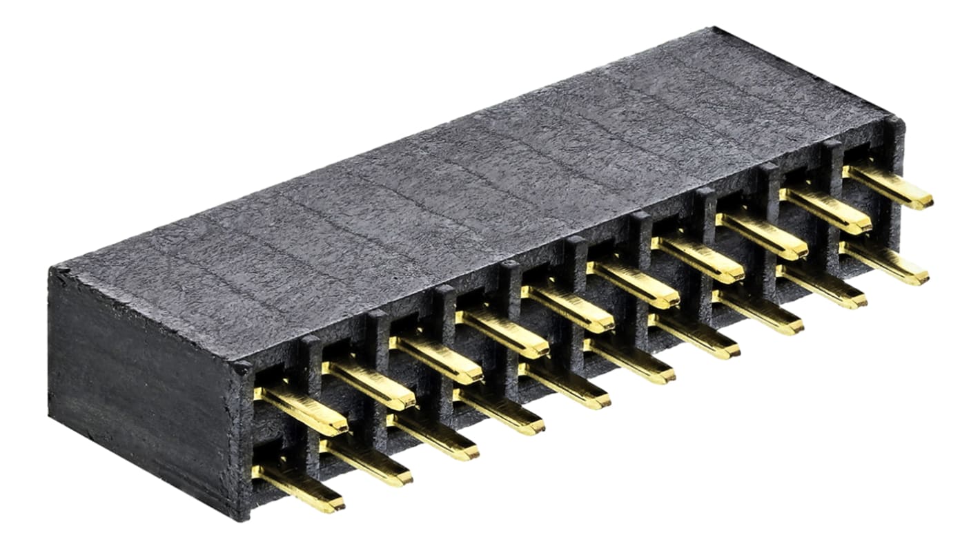 Samtec SSW Series Straight Through Hole Mount PCB Socket, 20-Contact, 2-Row, 2.54mm Pitch, Solder Termination