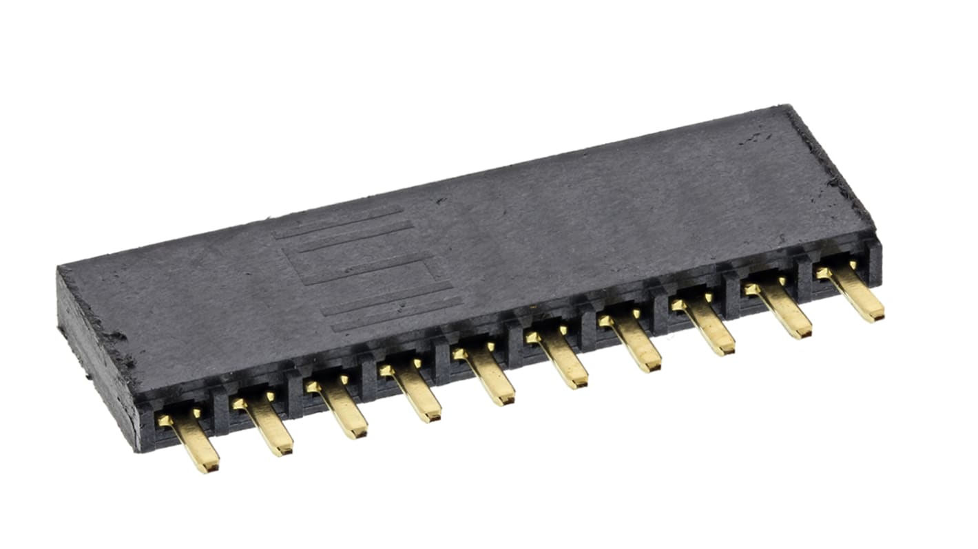 Conector hembra para PCB Samtec serie SSW, de 10 vías en 1 fila, paso 2.54mm, 550 V, 6.9A, Montaje en orificio pasante,