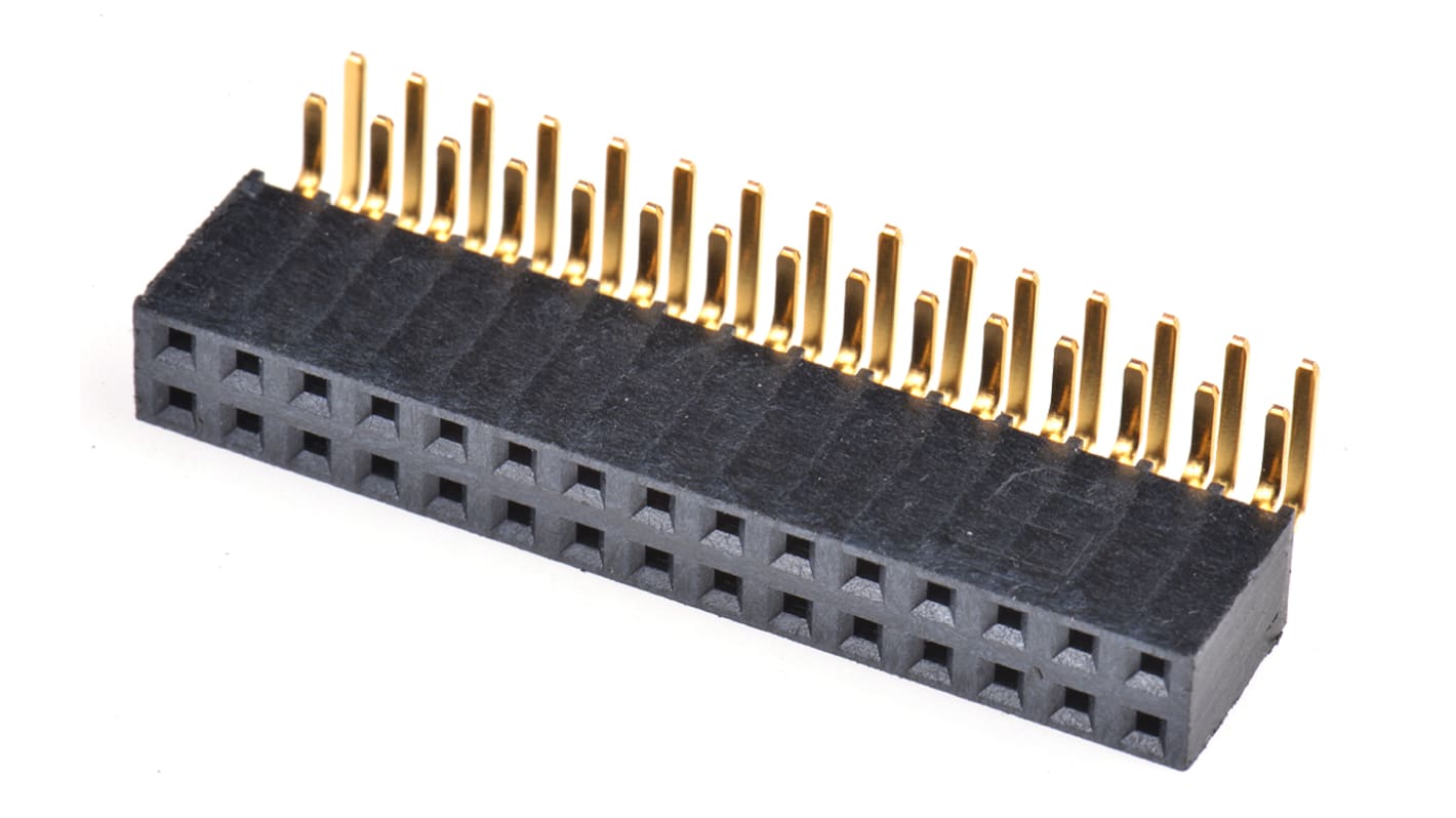 Samtec SSW Series Right Angle Through Hole Mount PCB Socket, 30-Contact, 2-Row, 2.54mm Pitch, Solder Termination