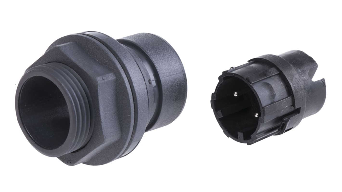 Conector circular Bulgin macho serie Buccaneer 6000 de 2 vías macho, tamaño carcasa 32, Montaje frontal, IP66, IP68,