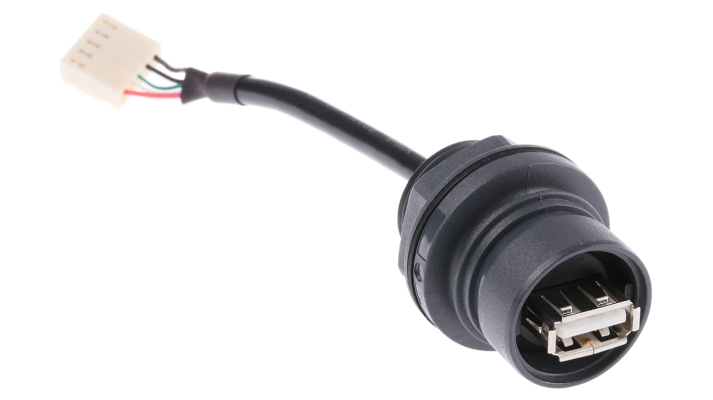 Cable USB 2.0 Bulgin, con A. Conector hembra de 5 contactos Hembra, con B. USB A Hembra, color Negro