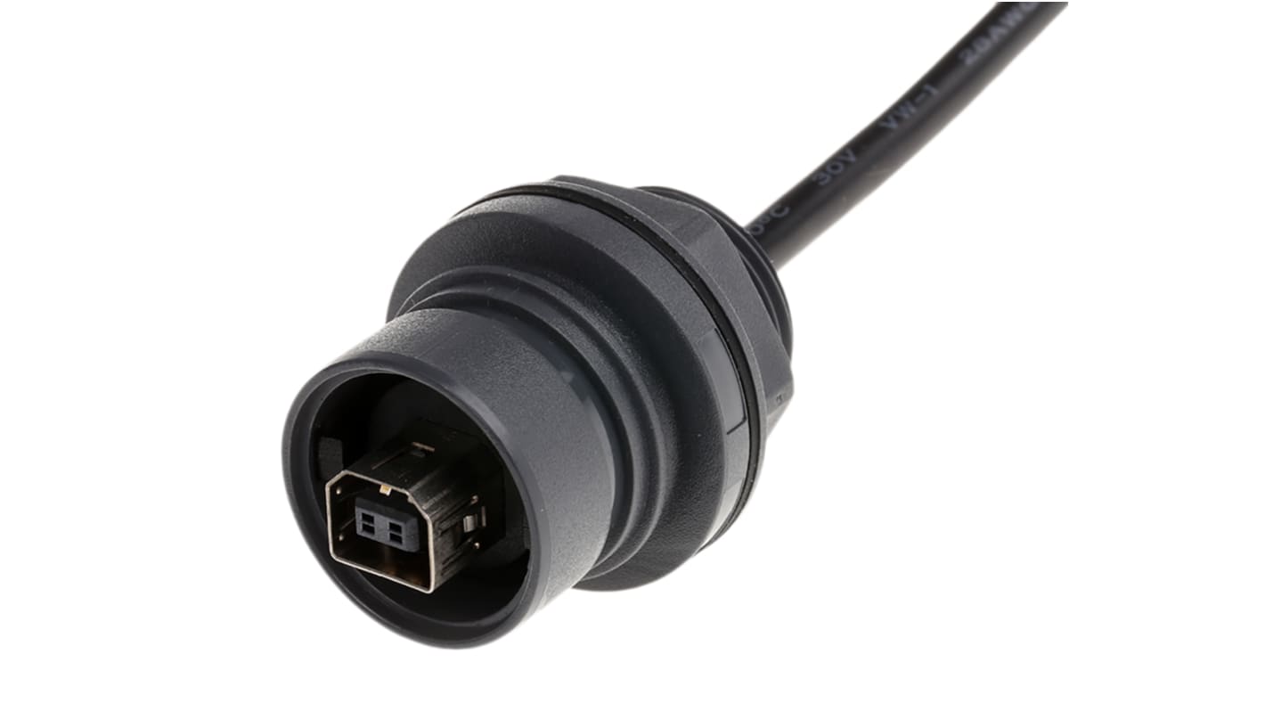 Bulgin USB-kabel, Sort, USB B til 5-benet IDC, 100mm