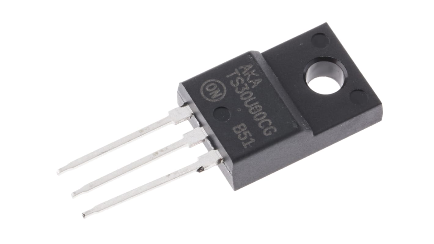 onsemi 80V 30A, Dual Schottky Diode, 3-Pin TO-220FB NTSJ30U80CTG