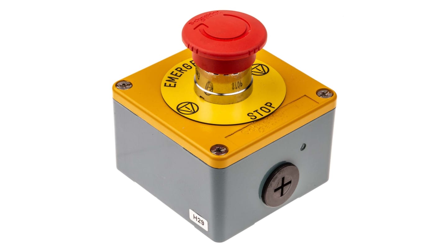 Schneider Electric XAPK Series Twist Release Emergency Stop Push Button, Surface Mount, 40mm Cutout, SPDT, IP65