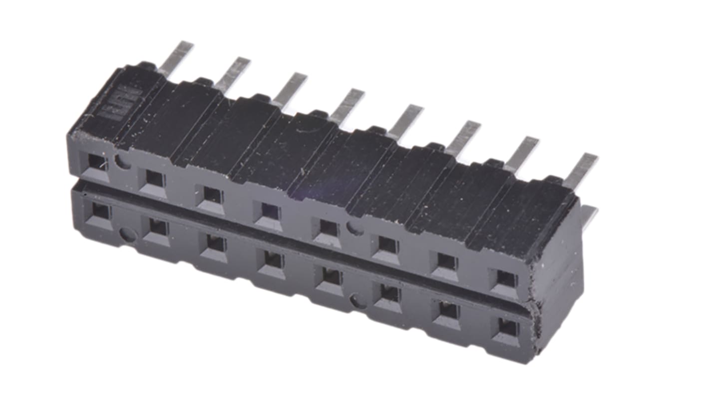 Conector hembra para PCB Samtec serie CES, de 16 vías en 2 filas, paso 2.54mm, 333 V, 12A, Montaje en orificio pasante,