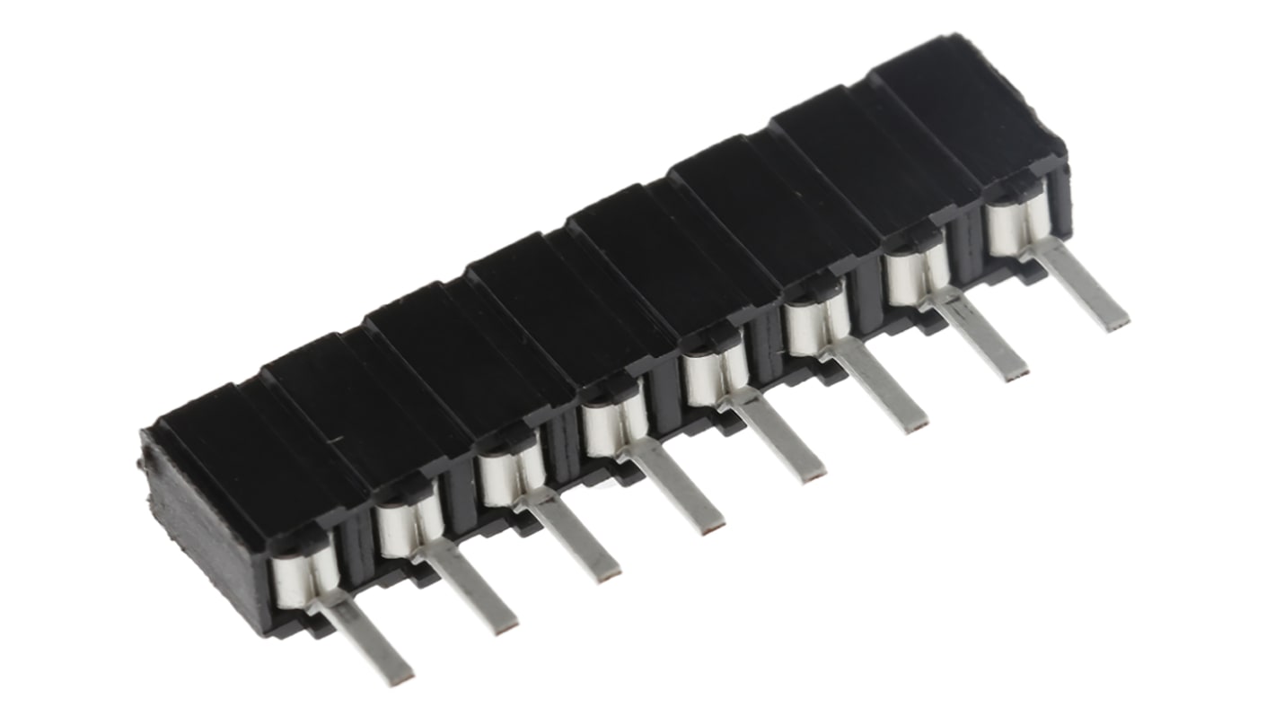 Samtec CES Series Straight Through Hole Mount PCB Socket, 8-Contact, 1-Row, 2.54mm Pitch, Through Hole Termination