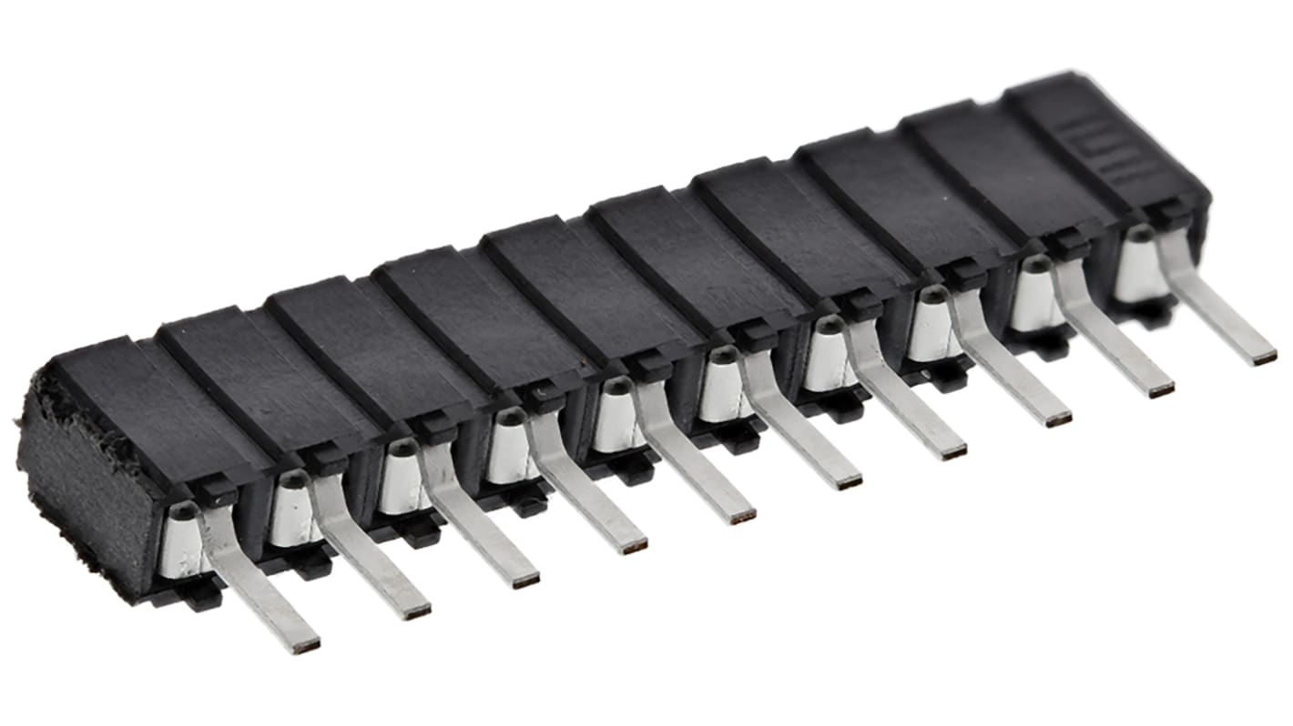Conector hembra para PCB Samtec serie CES, de 10 vías en 1 fila, paso 2.54mm, 333 V, 12A, Montaje en orificio pasante,
