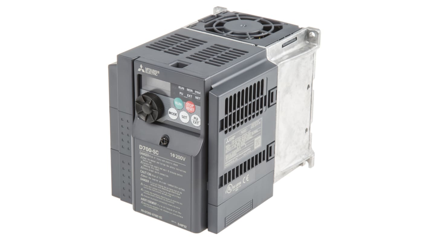 Inverter Mitsubishi, 1,5 kW, 230 V c.a., 1 fase, 0.2 → 400Hz