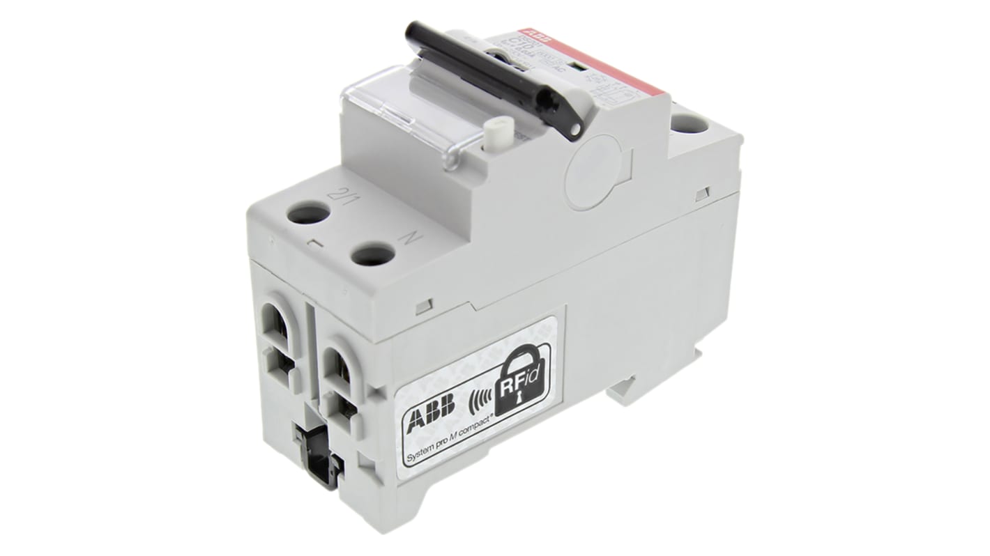 Disjoncteur différentiel magnéto-thermique ABB 10A 1+N, sensibilité 30mA Type C montage rail DIN, DS201