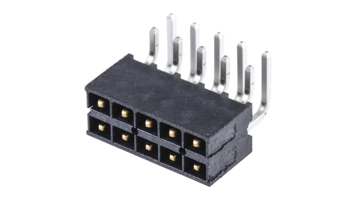 Samtec IPT1 Series Right Angle Through Hole PCB Header, 10 Contact(s), 2.54mm Pitch, 2 Row(s), Shrouded